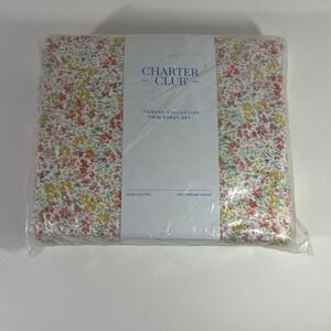 Charter Club Damask Collection Ditsy Floral Twin Sheet Set 550 TC Cotton NIP